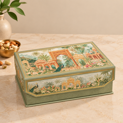 The Heritage Courtyard Dry Fruit Gift Box | 400-600g, 2 Designer Jars | Diwali and Celebrations