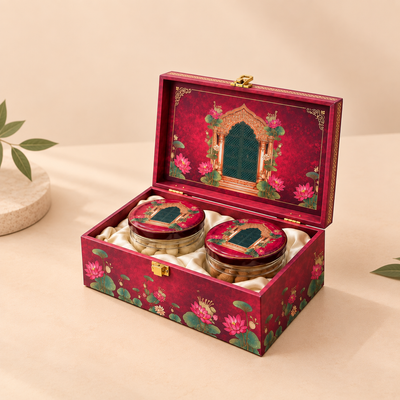 Jharokha Bloom Gift Box | 400-600g Assorted Dry Fruits, 2 Jars | Diwali and Corporate Gifts