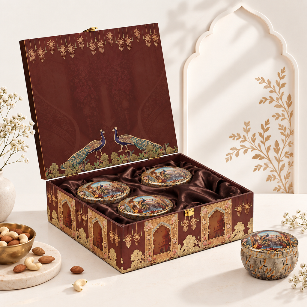 Heritage Haveli Gift Hamper with 4 Matki Tins