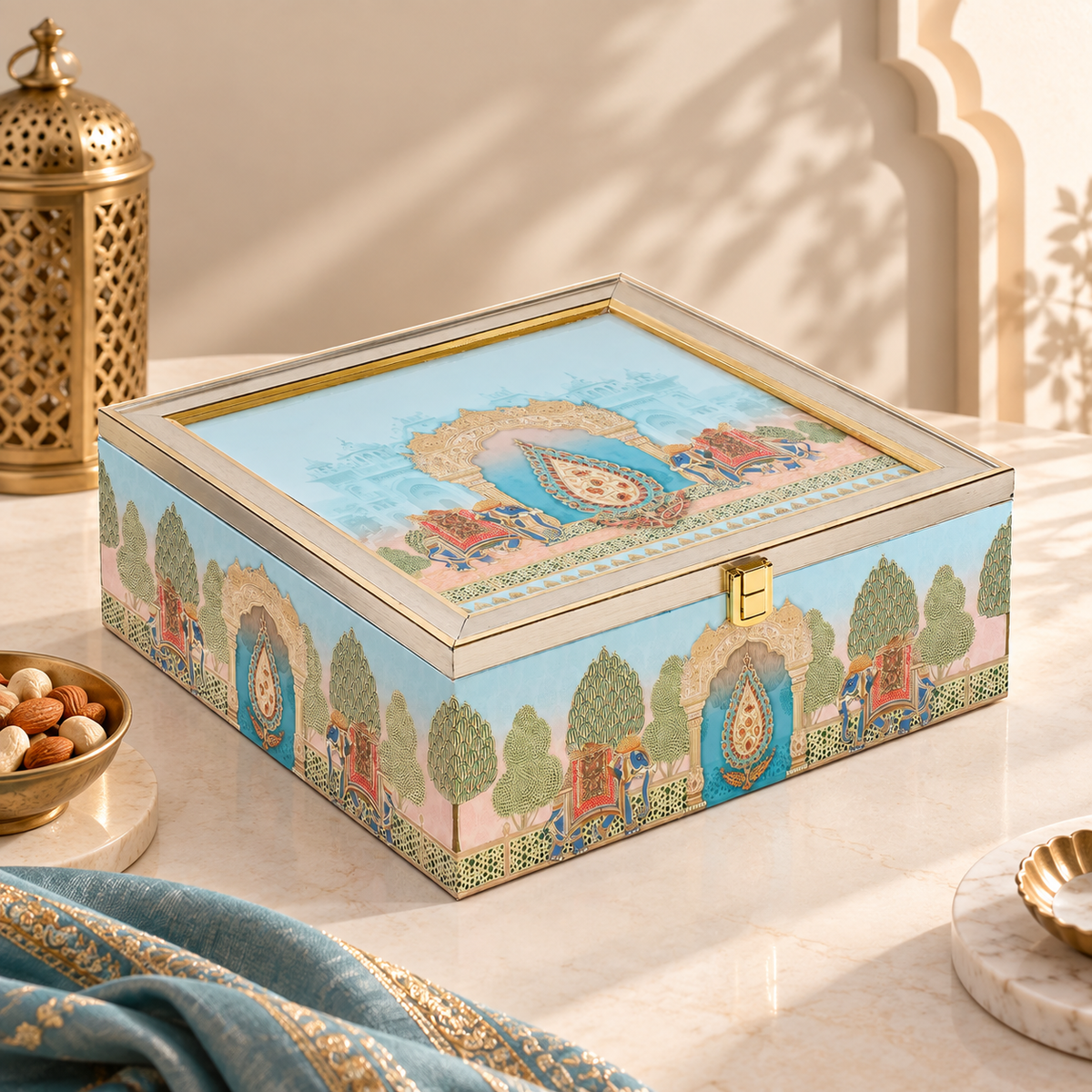 Royal Blue Heritage Hamper Box with 4 Matki Tins