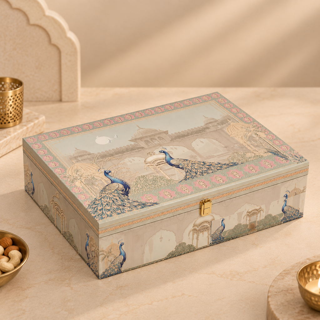 Royal Haveli With 3 Glass Jars And 2 Saloni Boxes & 9 Cavity Tray