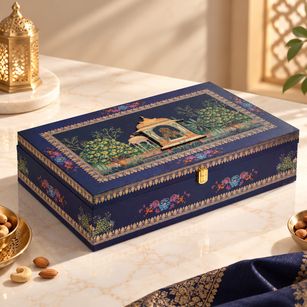 Royal Blue Pichwai Artistry Premium Hamper Box