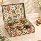 Floral Royale Dry Fruit Gift Box with 6 Glass Jars