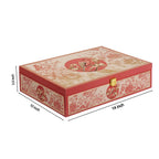 Royal Bird & Floral Red Dry Fruit Gift Box with 6 Glass Jars