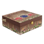 Royal Heritage Brown Hamper Box with 4 Printed Glass Jars