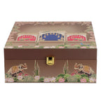 Royal Heritage Brown Hamper Box with 4 Printed Glass Jars
