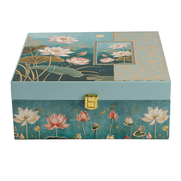 Floral Green Premium Gift Box | 600-800g Assorted Dry Fruits, 4 Jars | Anniversary Gift Hamper