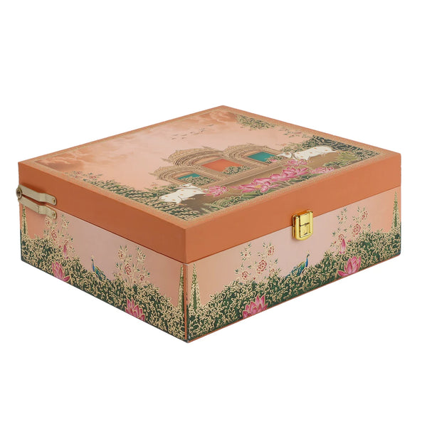 Royal Heritage Orange Premium Gift Box | 600-800g Assorted Dry Fruits, 4 Jars | Diwali & Festive Gift Hamper