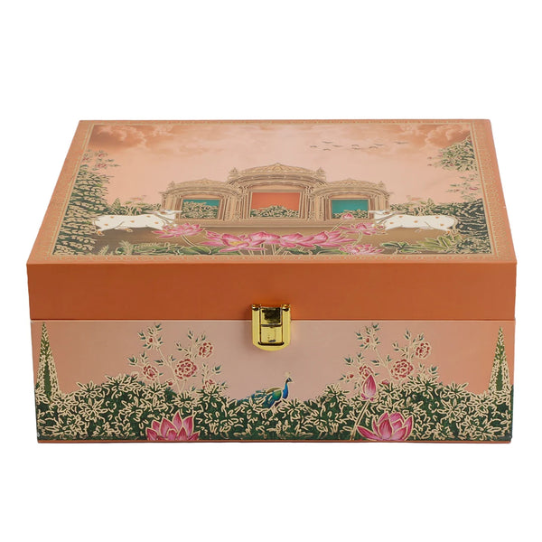 Royal Heritage Orange Premium Gift Box | 600-800g Assorted Dry Fruits, 4 Jars | Diwali & Festive Gift Hamper