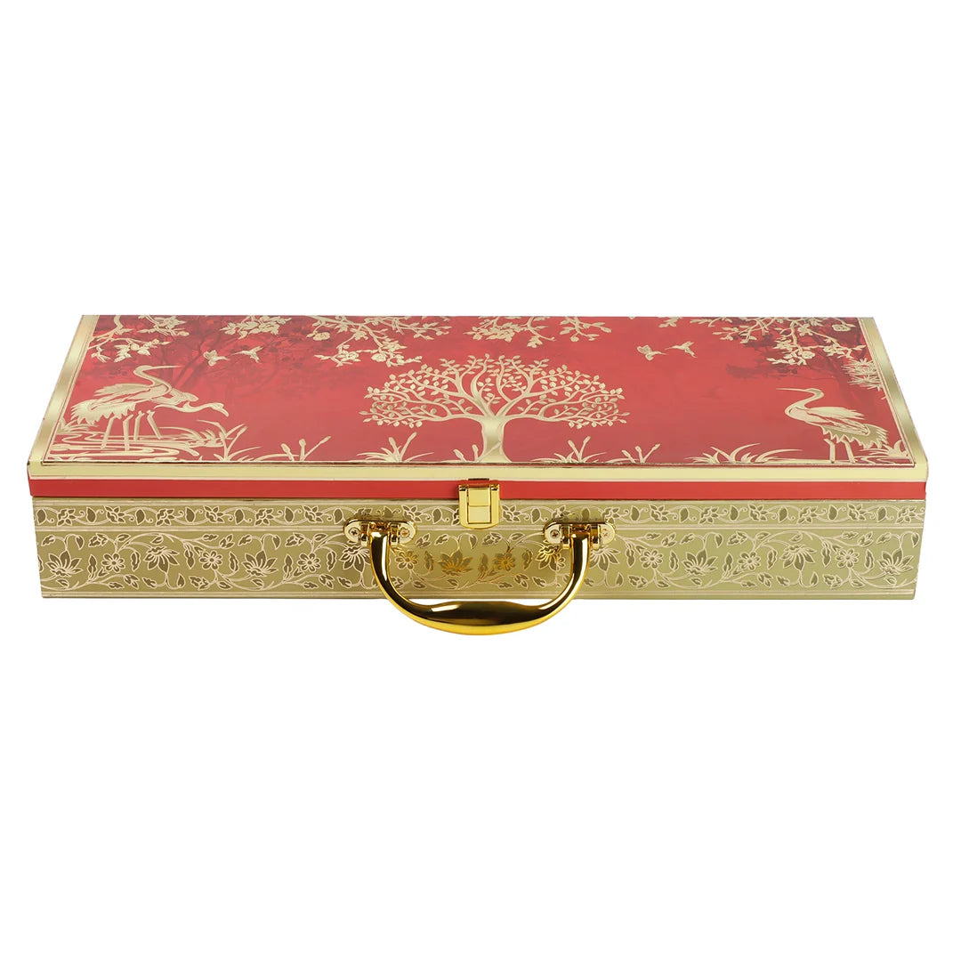 Floral Print Dry Fruit Gift Box with 5 Cylinder Glass Jars