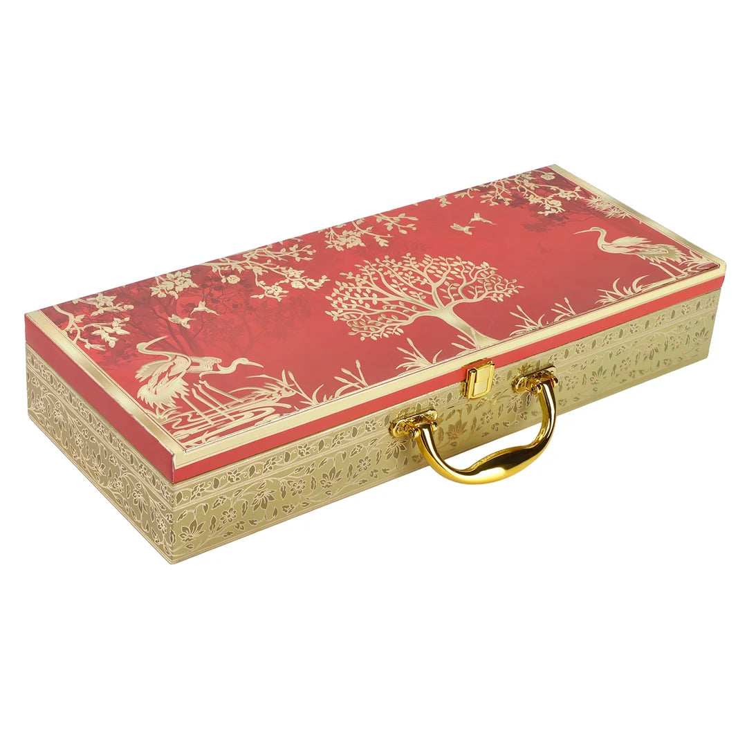 Floral Print Dry Fruit Gift Box with 5 Cylinder Glass Jars