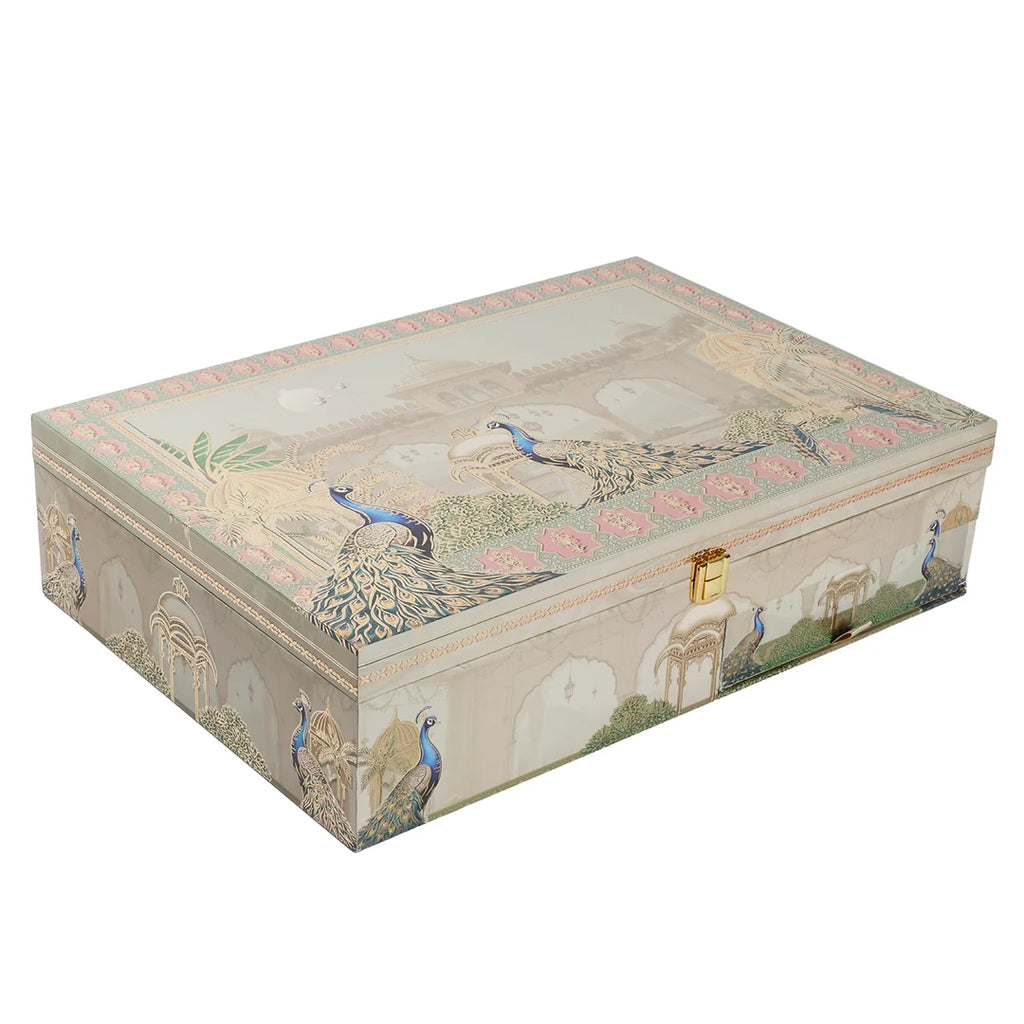 Royal Haveli With 3 Glass Jars And 2 Saloni Boxes & 9 Cavity Tray