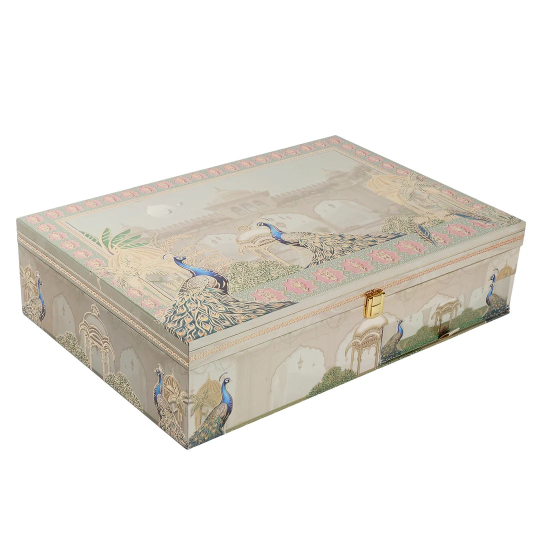 Royal Haveli With 3 Glass Jars And 2 Saloni Boxes & 9 Cavity Tray