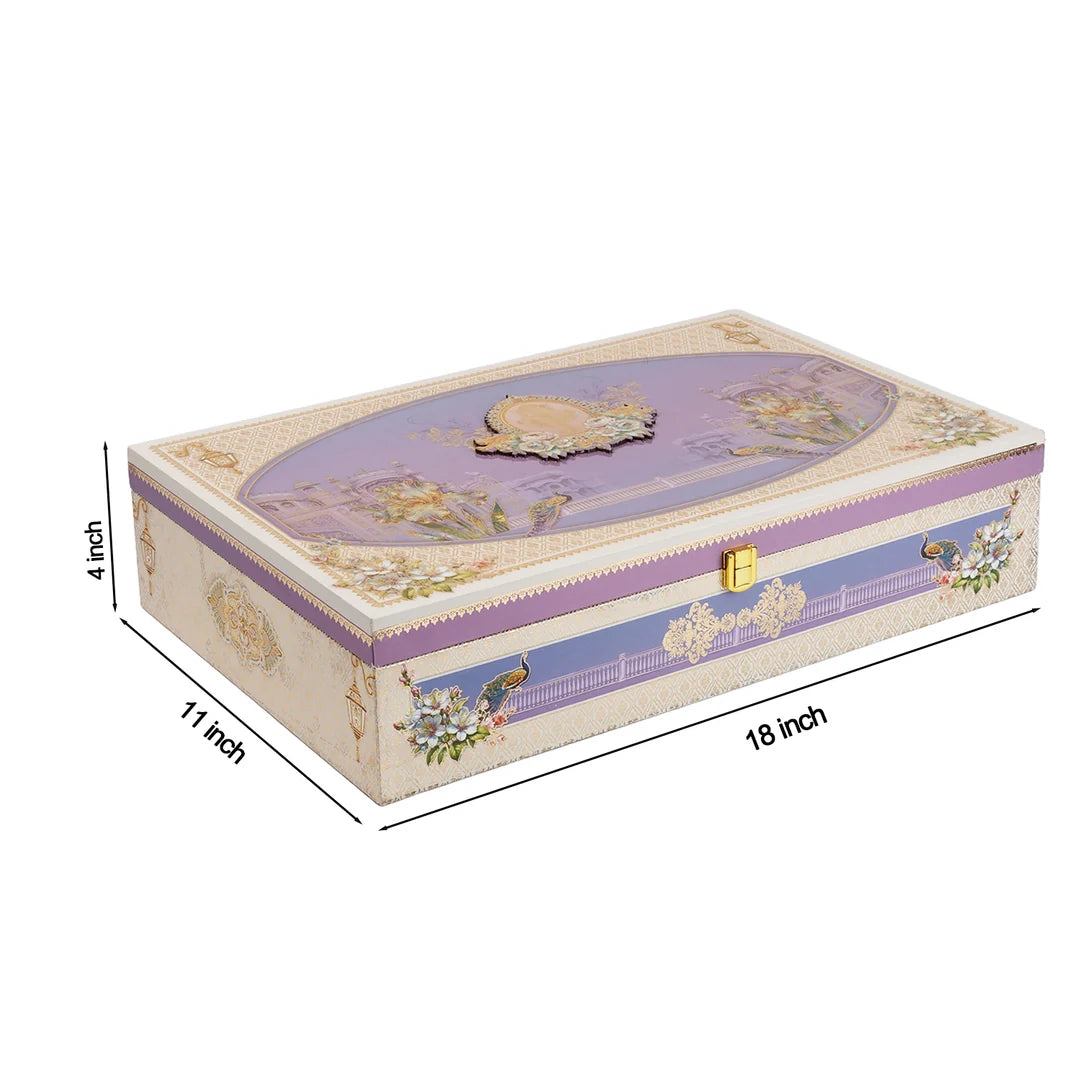 Royal Peacock Pichwai Hamper with 4 Salsa Glass Jars & 16-Cavity Tray