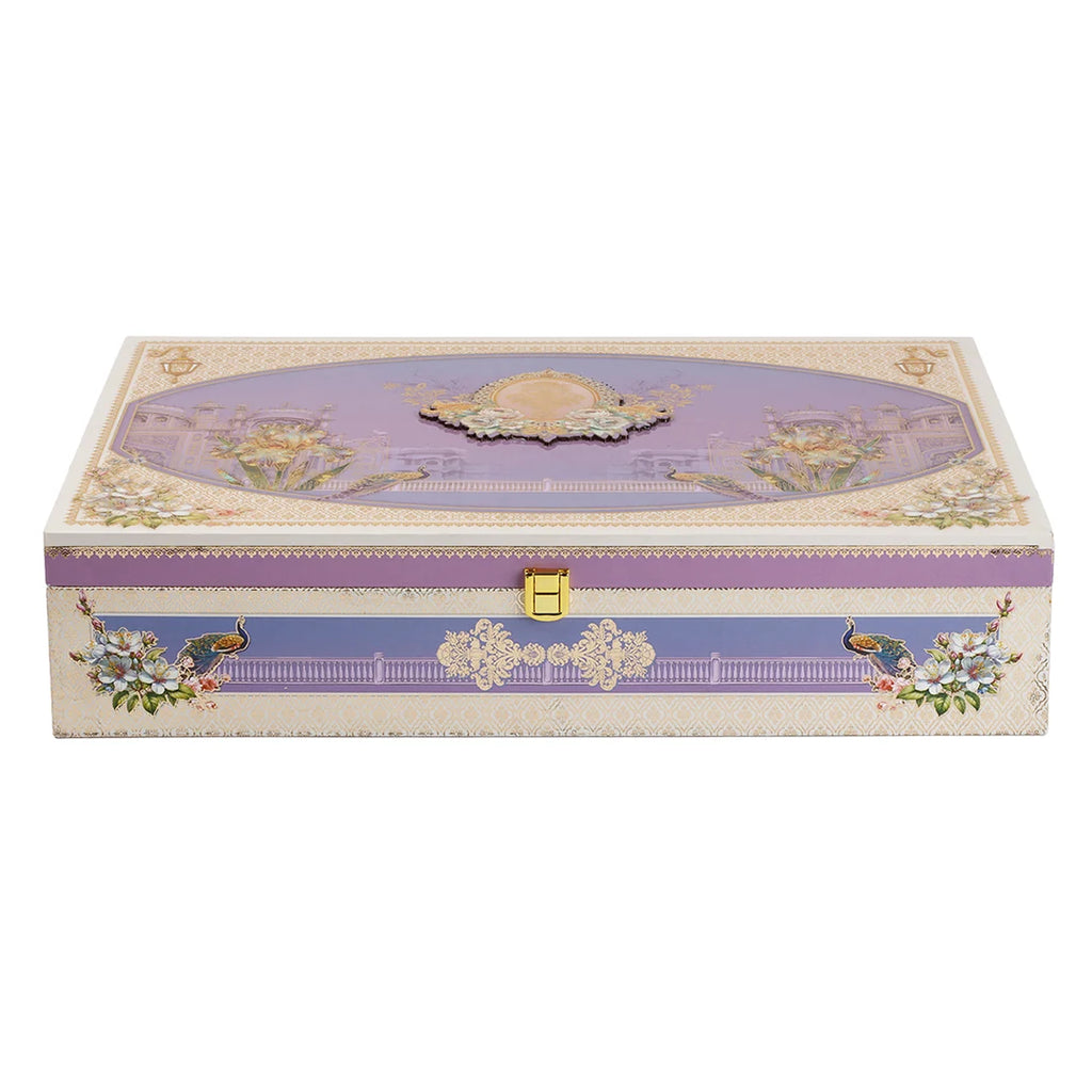 Royal Peacock Pichwai Hamper with 4 Salsa Glass Jars & 16-Cavity Tray