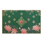 Floral Lotus Print MDF Hamper Box with 4 Glass Jars & 16-Cavity Tray