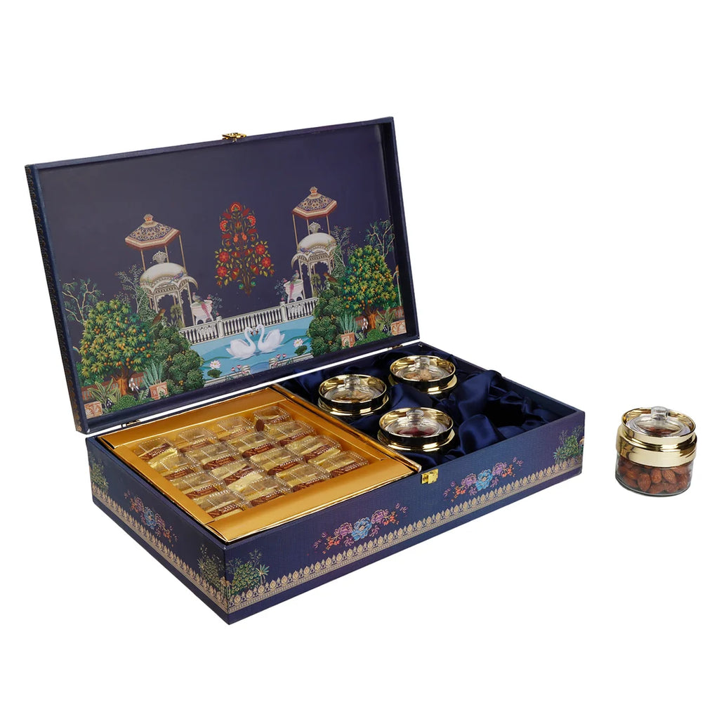 Royal Blue Pichwai Artistry Premium Hamper Box
