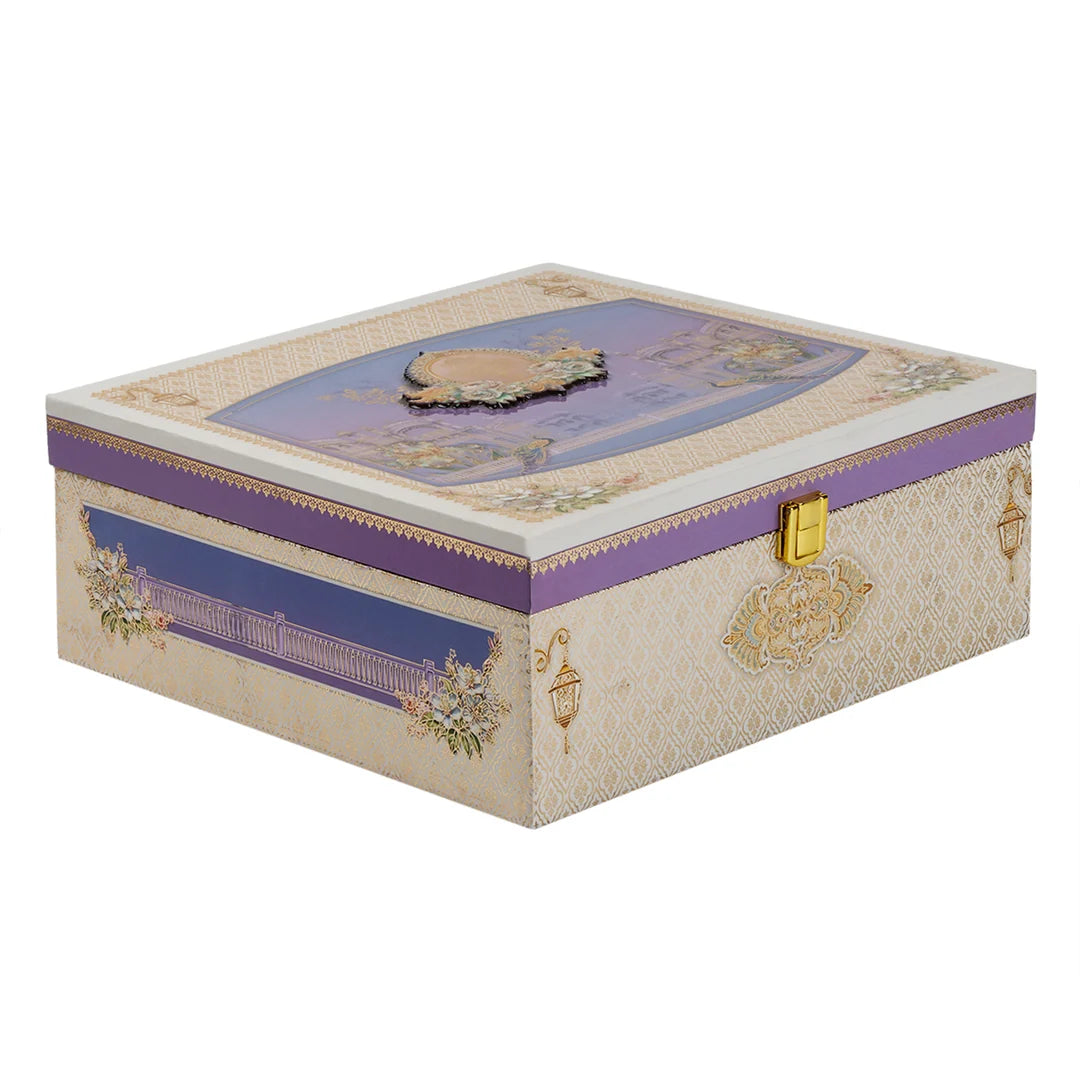 Royal Lilac & Ivory Hamper Box with 4 Glass Jars