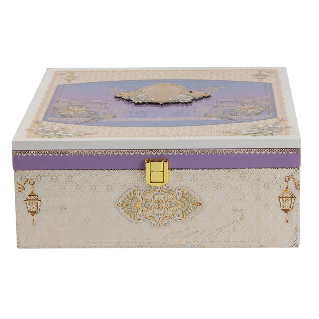 Royal Lilac & Ivory Hamper Box with 4 Glass Jars