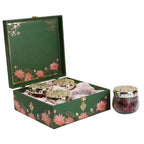Emerald Lotus Floral Gift Hamper with 4 Diamond Glass Jars