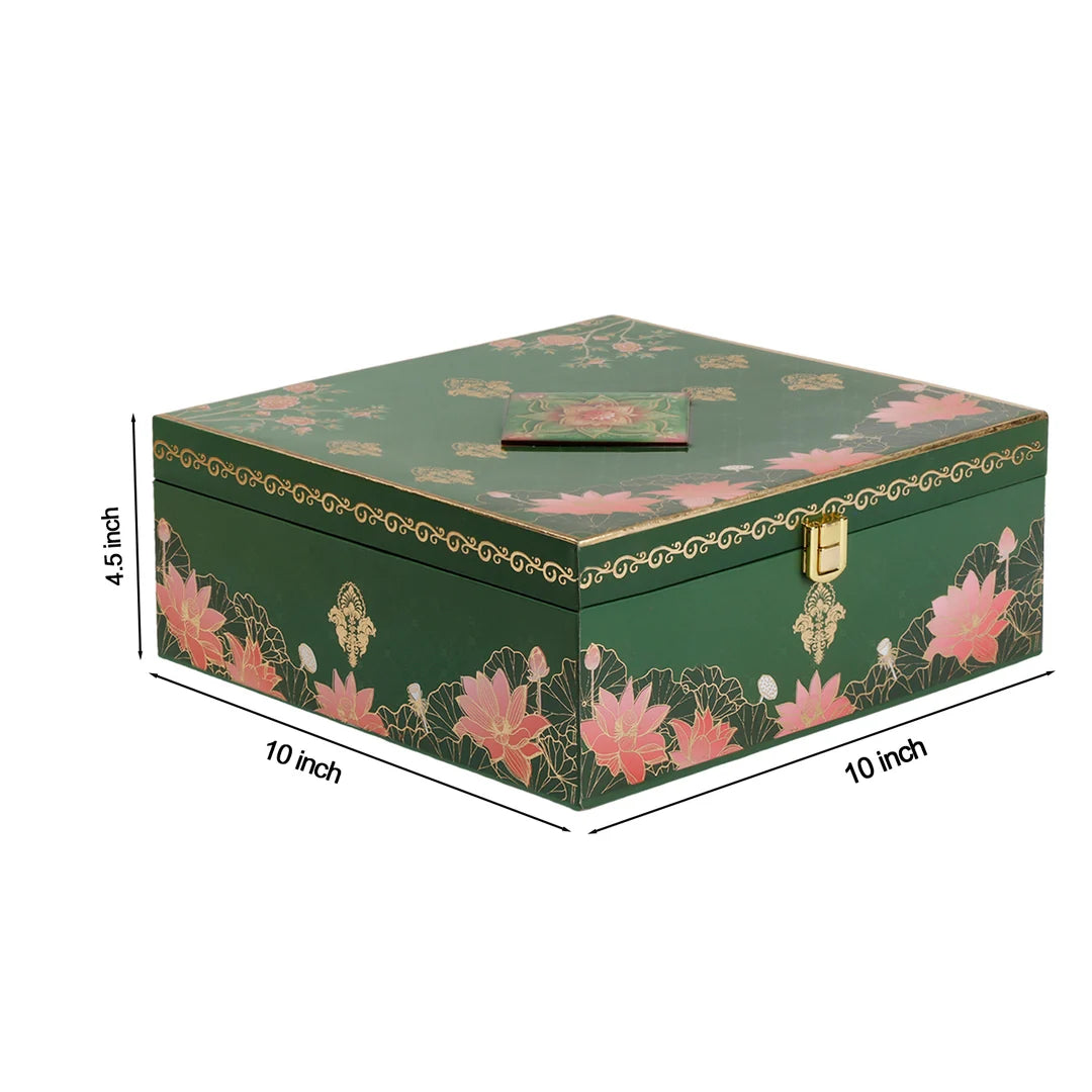 Emerald Lotus Floral Gift Hamper with 4 Diamond Glass Jars