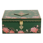 Emerald Lotus Floral Gift Hamper with 4 Diamond Glass Jars