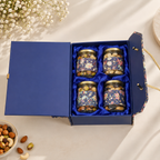 Royal Blue Floral Gift Box with 4 Glass Jars