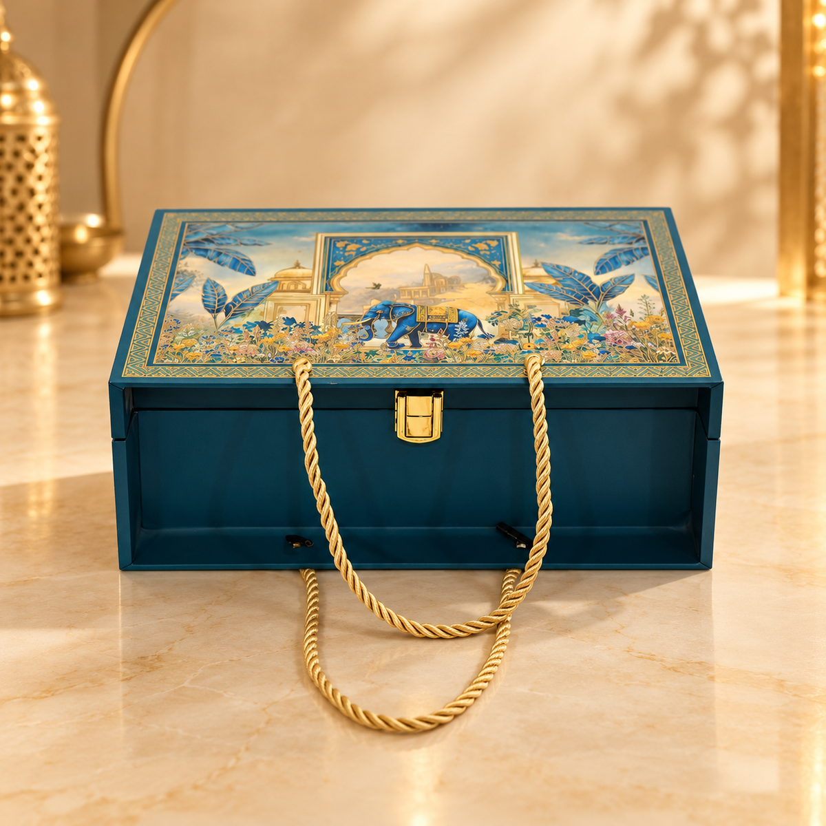 Royal Blue Elephant Heritage Dry Fruit & Snack Gift Box| 400-600g Assorted Dry Fruits | Housewarming, Weddings & Celebrations