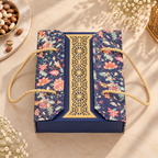 Royal Blue Floral Gift Box with 4 Glass Jars
