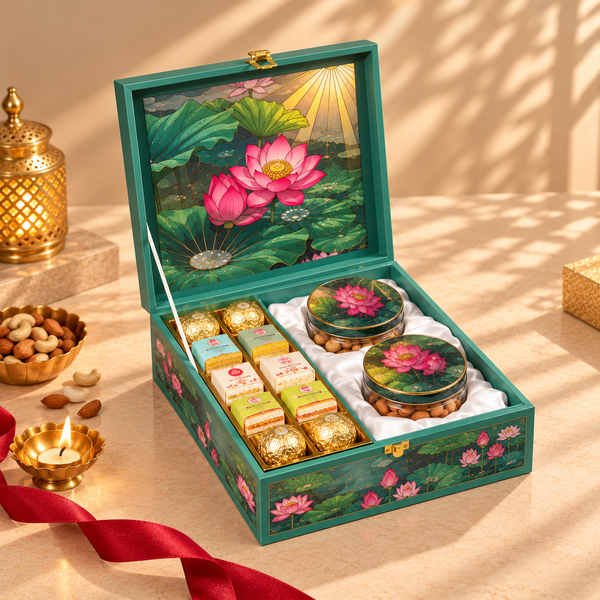 Royal Lotus Serenity Gift Box with 2 Jars & Cavity Tray
