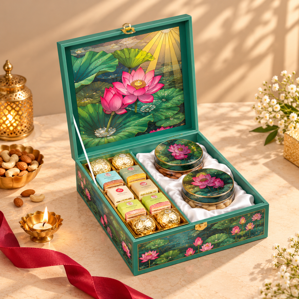 Royal Lotus Serenity Gift Box with 2 Jars & Cavity Tray
