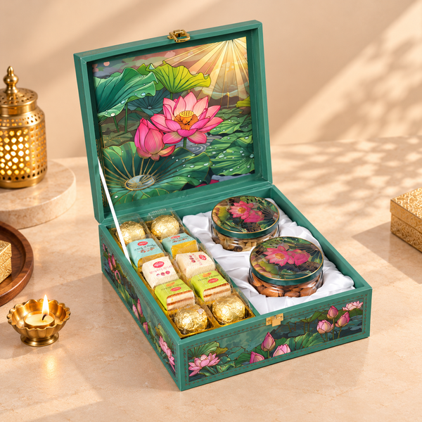 Royal Lotus Serenity Gift Box with 2 Jars & Cavity Tray