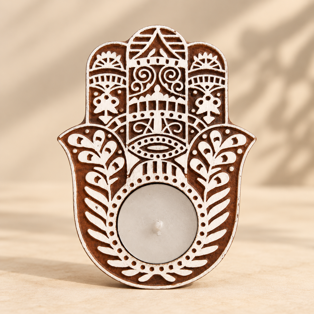 Hamsa Hand Tea-Light Holder| Elegant Decorative Accent Perfect for Gifting & Festive Décor