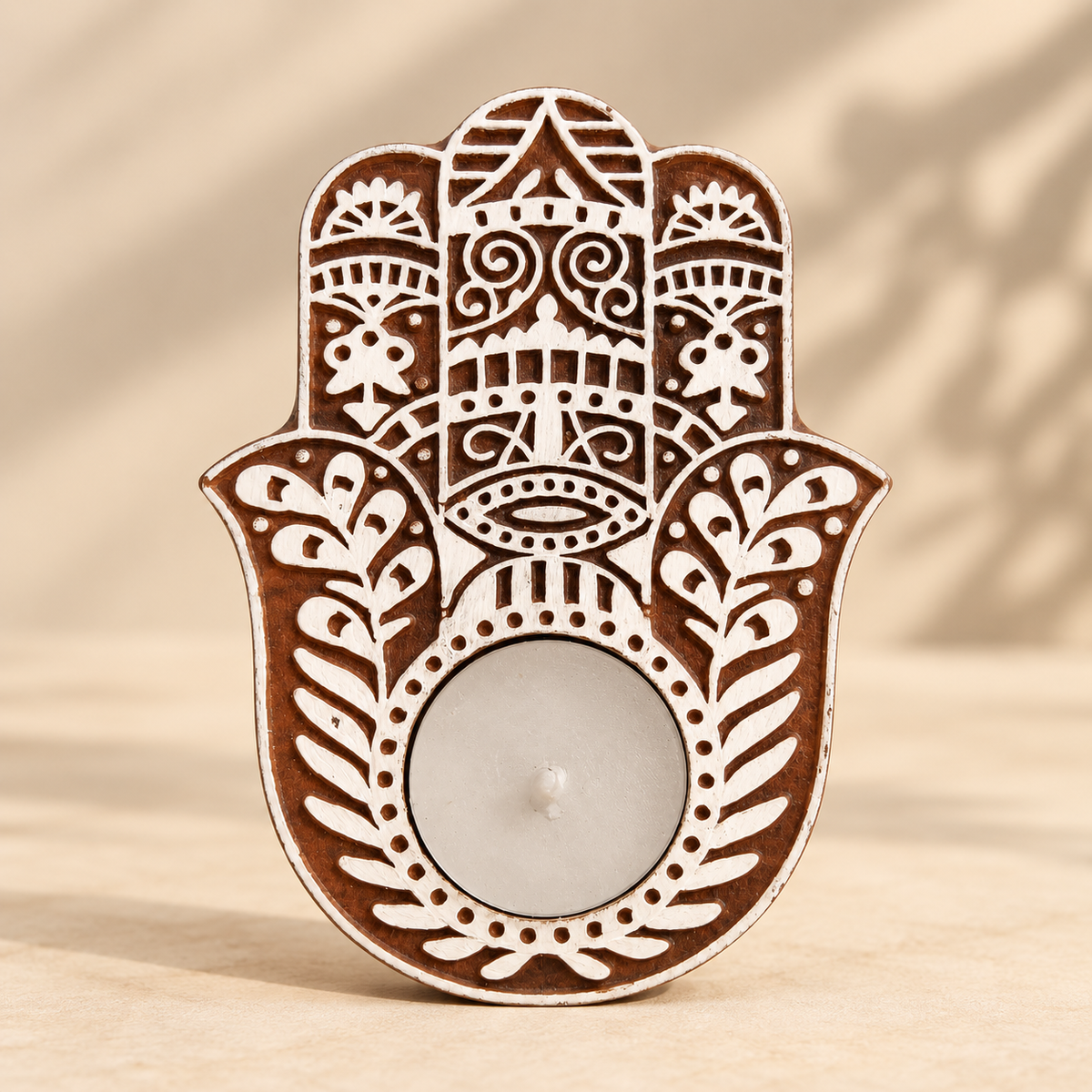 Hamsa Hand Tea-Light Holder| Elegant Decorative Accent Perfect for Gifting & Festive Décor
