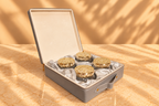 Imperial Grey Faux Leather Festive Box with 4 Premium Glass Jars