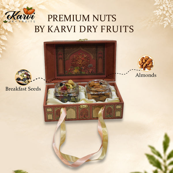 Mehrab Bloom Gift Box | 400-600g Assorted Dry Fruits, 2 Jars | Festive Gifting and Celebrations