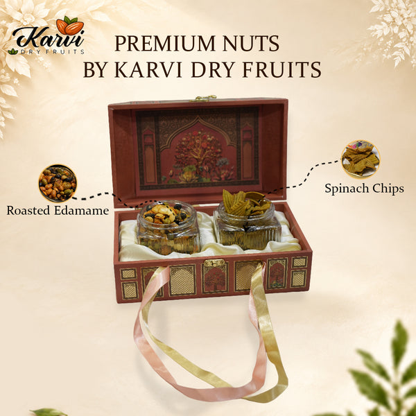 Mehrab Bloom Gift Box | 400-600g Assorted Dry Fruits, 2 Jars | Festive Gifting and Celebrations