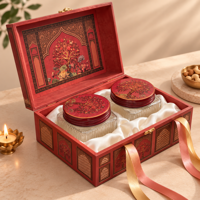 Mehrab Bloom Gift Box | 400-600g Assorted Dry Fruits, 2 Jars | Festive Gifting and Celebrations