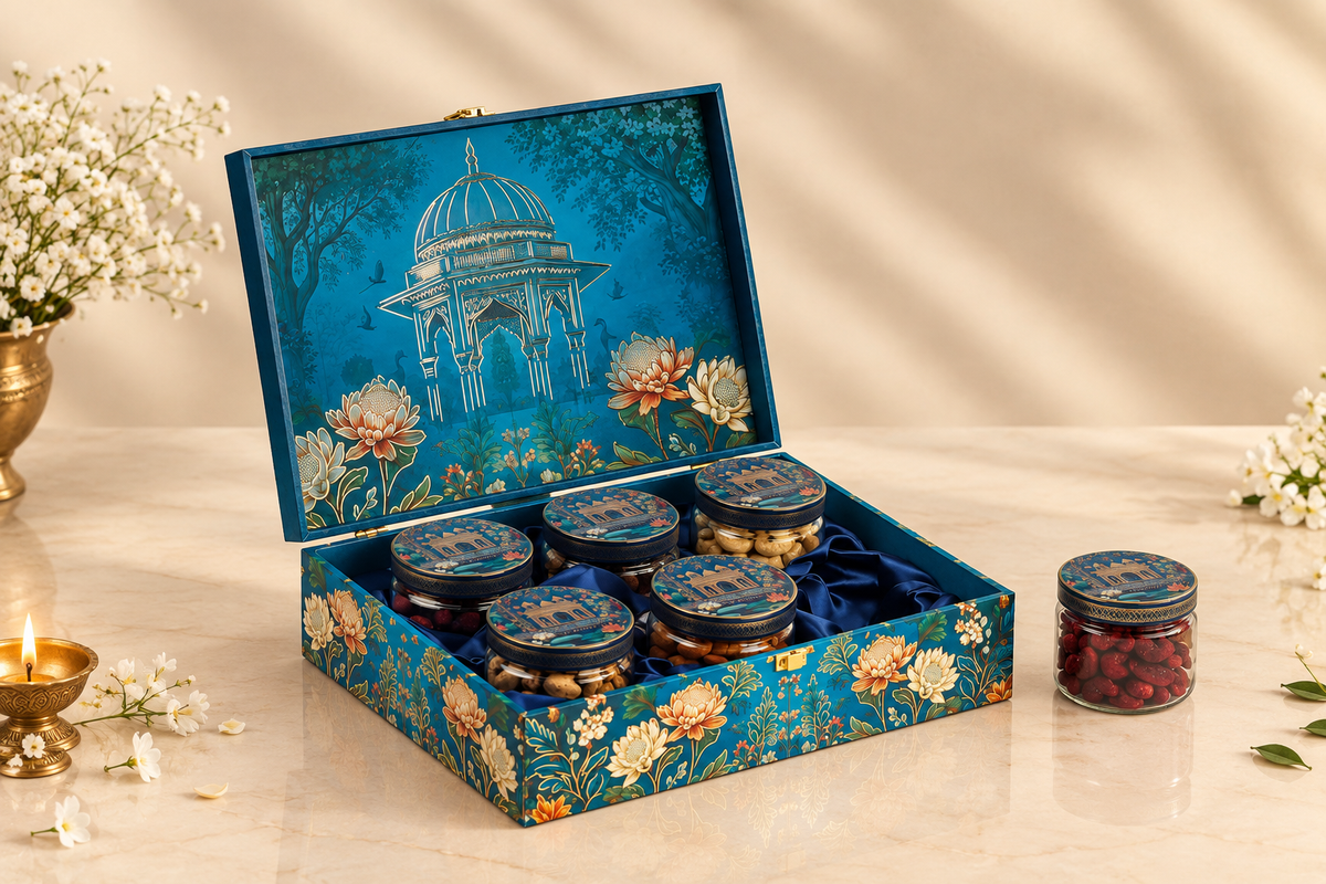 Pichwai Royale – Premium 6-Jar Dry Fruit Gift Box