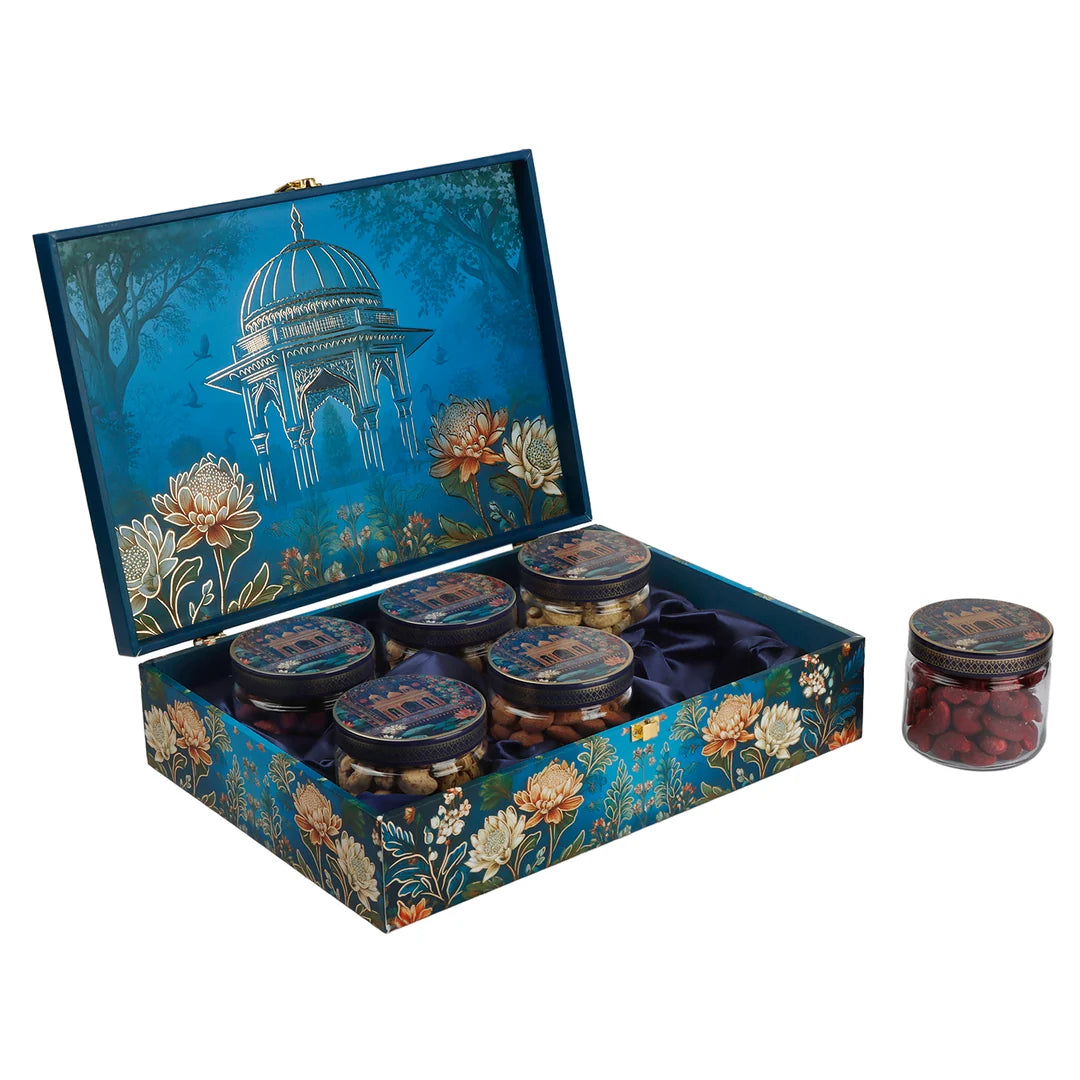 Pichwai Royale – Premium 6-Jar Dry Fruit Gift Box