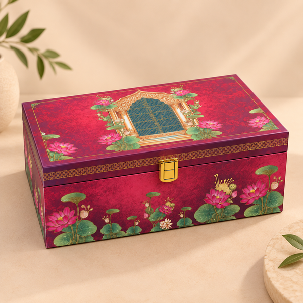 Jharokha Bloom Gift Box | 400-600g Assorted Dry Fruits, 2 Jars | Diwali and Corporate Gifts