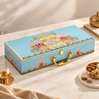 Regal Sky Blue Dry Fruit Gift Box with 5 Glass Cylinder Jars
