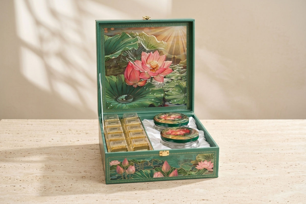 Royal Lotus Serenity Gift Box with 2 Jars & Cavity Tray