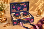 Royal Blue Lotus Heritage Dry Fruit Gift Box with 2 Printed Glass Jars