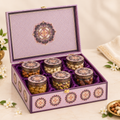 Royal Floral Purple Dry Fruit Gift Box with 6 Glass Jars