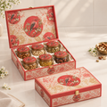 Royal Bird & Floral Red Dry Fruit Gift Box with 6 Glass Jars