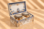 Royal Blue Heritage Dry Fruit Gift Box with 2 Printed Glass Jars