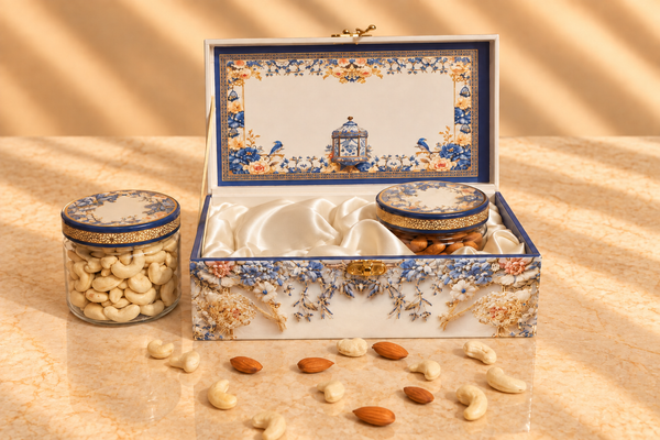 Royal Blue Heritage Dry Fruits Box | 400-600g Assorted Dry Fruits | Housewarming, Weddings & Celebrations