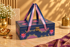 Royal Blue Lotus Heritage Dry Fruit Gift Box with 2 Printed Glass Jars