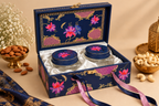 Royal Blue Lotus Heritage Dry Fruit Gift Box with 2 Printed Glass Jars